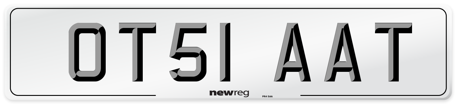 OT51 AAT Number Plate from New Reg